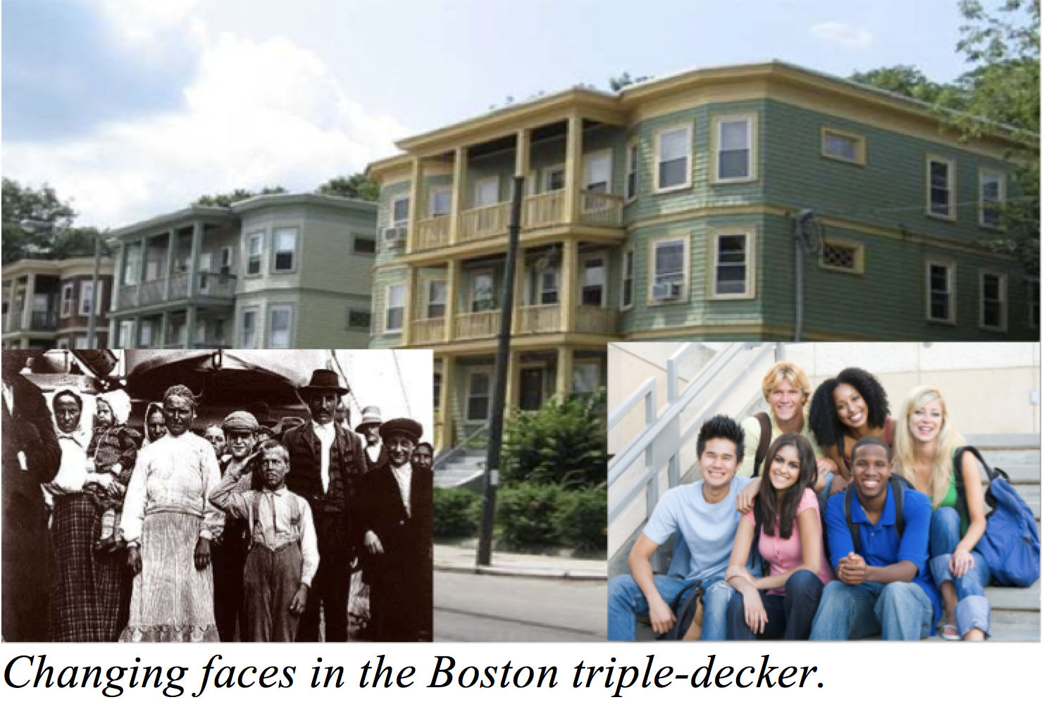 Boston Triple-Decker with residents then and now